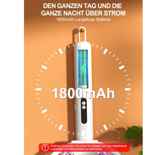 Електрична мухобойка WOCVRYY XH-43 4000 В, 1800 мАг, бежево-білий (my-21091)