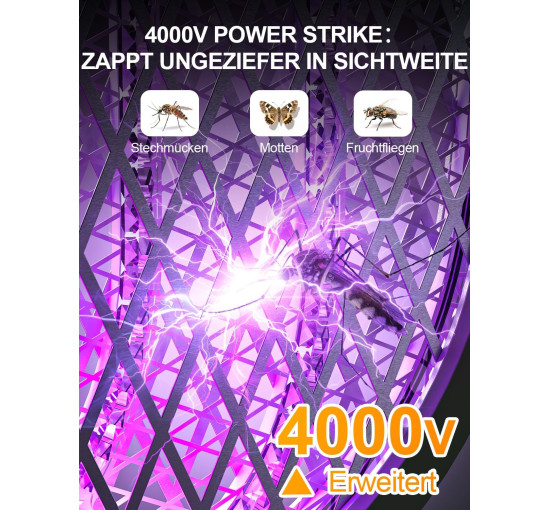 Електрична мухобойка WOCVRYY XH-43 4000 В, 1800 мАг, бежево-білий (my-21091)