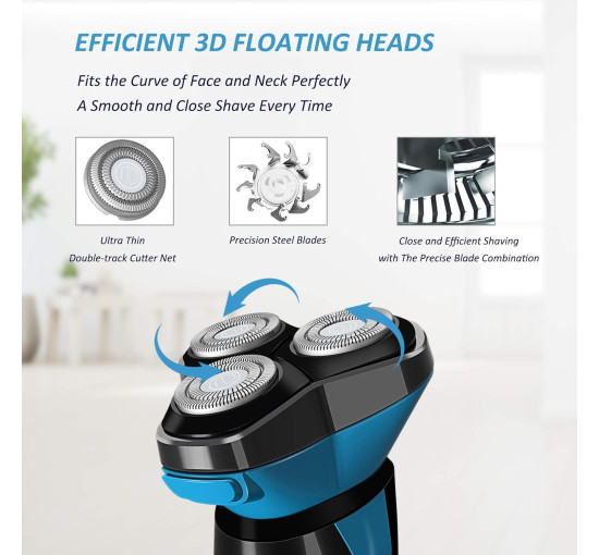 Електробритва Aesfee AF-809-VOX, водонепроникна, для вологого та сухого гоління, синій (my-21167)