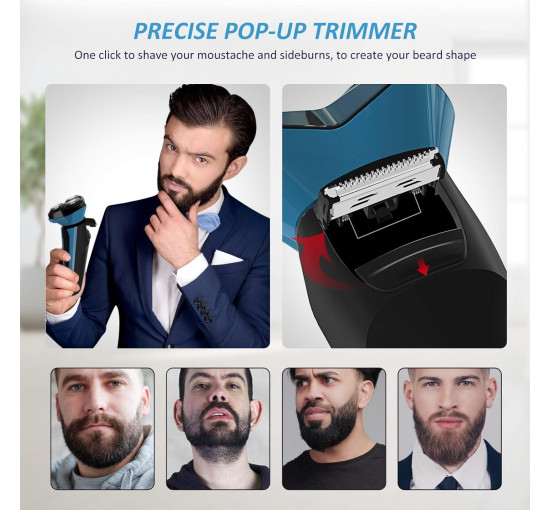 Електробритва Aesfee AF-809-VOX, водонепроникна, для вологого та сухого гоління, синій (my-21167)