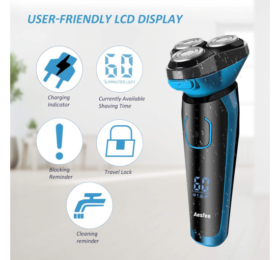Електробритва Aesfee AF-809-VOX, водонепроникна, для вологого та сухого гоління, синій (my-21167)