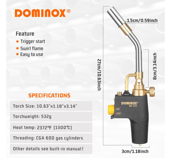 Головка пальника DOMINOX DM-022CGA із пусковим курком (my-21007)