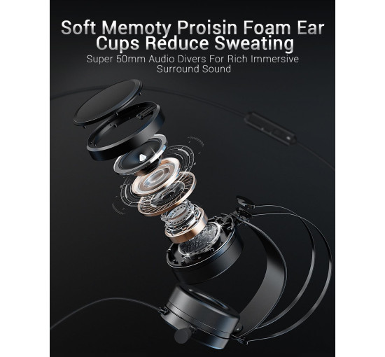 Игровая гарнитура NUBWO N7, с микрофоном с шумоподавлением, черный (my-21080)