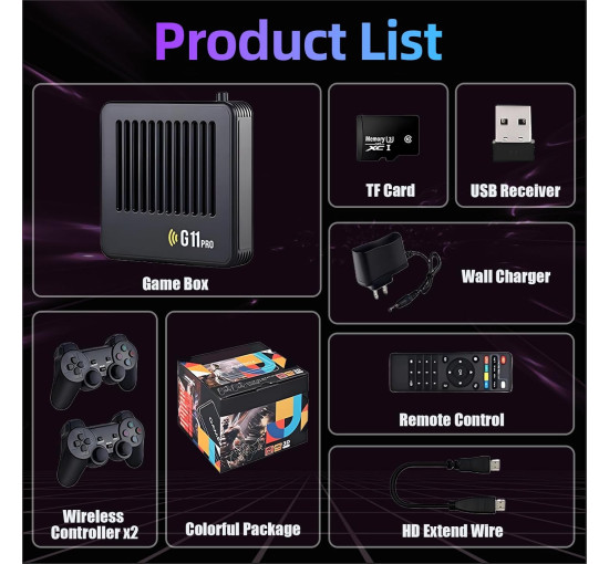 Игровая консоль KINMRIS G11 Pro Retro с разрешением 4K, 40 000 ретро-играми, черный (my-21095)