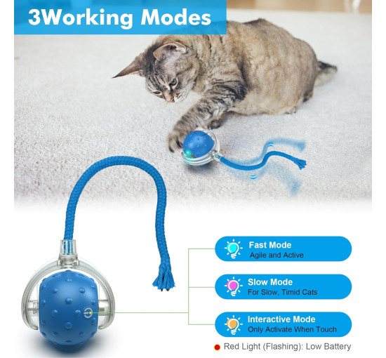 Интерактивная игрушка-мяч FLERDMAU L02 для домашних кошек, синий (my-21087)