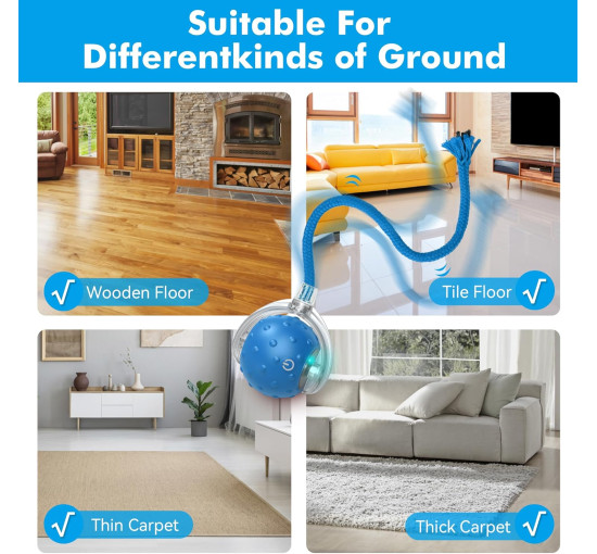 Интерактивная игрушка-мяч FLERDMAU L02 для домашних кошек, синий (my-21087)