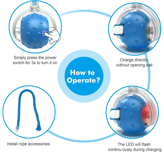 Интерактивная игрушка-мяч FLERDMAU L02 для домашних кошек, синий (my-21087)