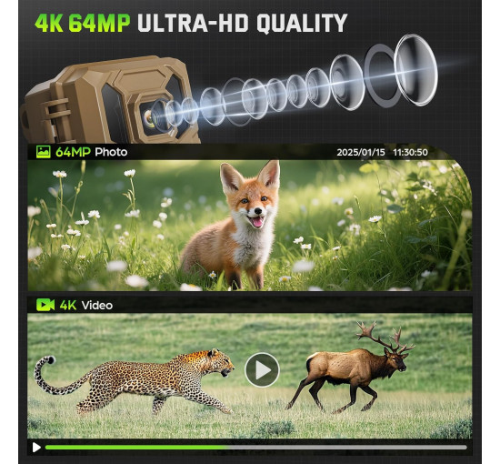 Камера для стеження VIDVIS SV-TCNW з нічним баченням, сонячна батарея, 64 Мп 4K (my-21028)