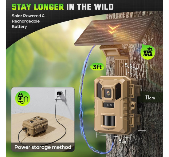 Камера для стеження VIDVIS SV-TCNW з нічним баченням, сонячна батарея, 64 Мп 4K (my-21028)