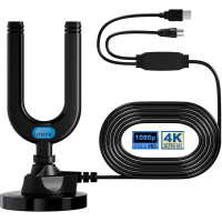 Кімнатна телевізійна антена Diswoe SY-160T-U для Smart TV із підсилювачем сигналу, чорний (my-21102)