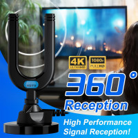 Кімнатна телевізійна антена Diswoe SY-160T-U для Smart TV із підсилювачем сигналу, чорний (my-21102)