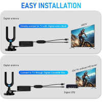 Кімнатна телевізійна антена Diswoe SY-160T-U для Smart TV із підсилювачем сигналу, чорний (my-21102)