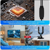 Кімнатна телевізійна антена Diswoe SY-160T-U для Smart TV із підсилювачем сигналу, чорний (my-21102)