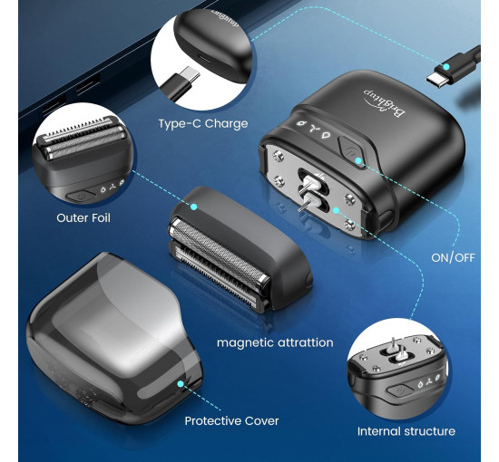 Компактная дорожная бритва Brightup MS-9723 с плавающими лезвиями, черный (my-21124)