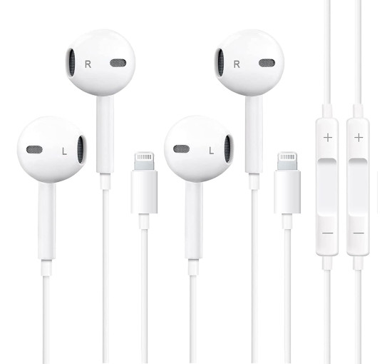 Комплект из 2 проводных наушников-вкладышей Eashion 2D-LT-W2 со встроенным микрофоном, белый (my-21147)