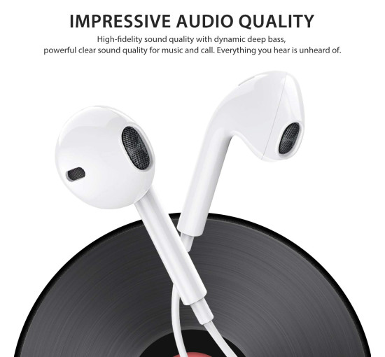 Комплект из 2 проводных наушников-вкладышей Eashion 2D-LT-W2 со встроенным микрофоном, белый (my-21147)