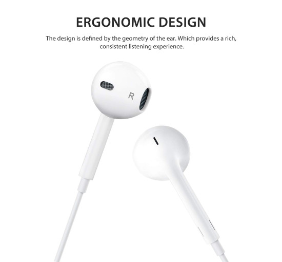 Комплект из 2 проводных наушников-вкладышей Eashion 2D-LT-W2 со встроенным микрофоном, белый (my-21147)