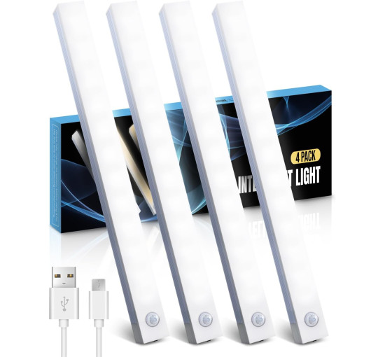 Комплект із 4 світильників KALAHOL YNYD08 для кухні, з датчиком руху USB, білий (my-21043)