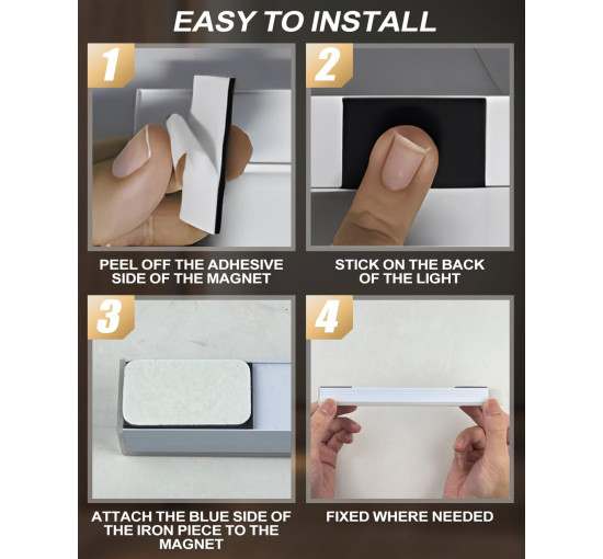 Комплект із 4 світильників KALAHOL YNYD08 для кухні, з датчиком руху USB, білий (my-21043)