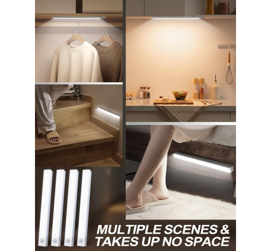 Комплект із 4 світильників KALAHOL YNYD08 для кухні, з датчиком руху USB, білий (my-21043)