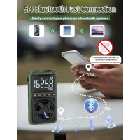 Короткохвильове радіо Jazmm AM FM з Bluetooth та погодним сповіщенням NOAA, зелений (my-21074)