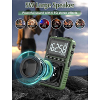 Короткохвильове радіо Jazmm AM FM з Bluetooth та погодним сповіщенням NOAA, зелений (my-21074)