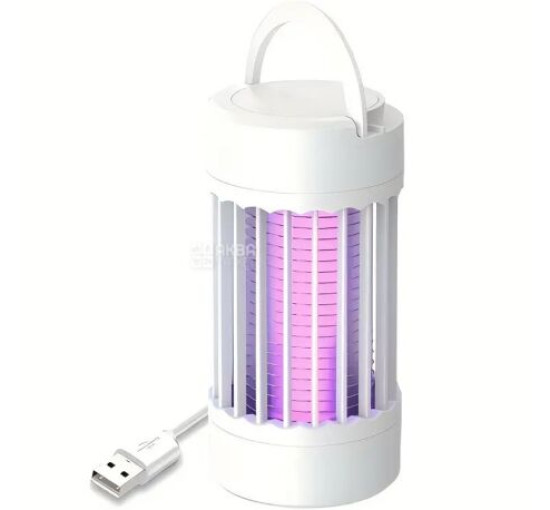 Лампа-пастка від комарів та комах, УФ-лампа, USB, білий (my-21205)