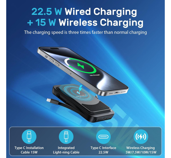 Магнитный внешний аккумулятор WASTDE PN-W35 20000 мА·ч, черный (my-21132)