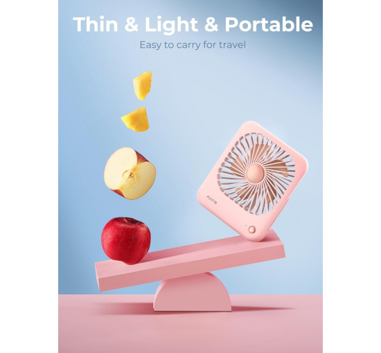 Маленький настільний вентилятор Funme OEDKL02-3000PK1 з акумулятором, рожевий (my-21194)