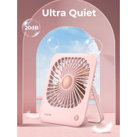 Маленький настільний вентилятор Funme OEDKL02-3000PK1 з акумулятором, рожевий (my-21194)