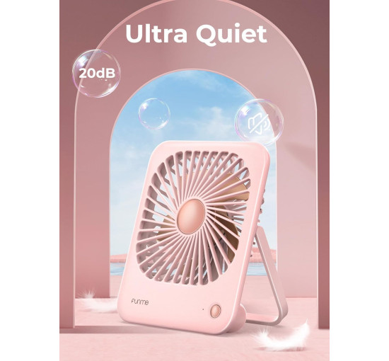 Маленький настільний вентилятор Funme OEDKL02-3000PK1 з акумулятором, рожевий (my-21194)