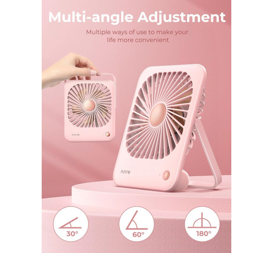 Маленький настільний вентилятор Funme OEDKL02-3000PK1 з акумулятором, рожевий (my-21194)
