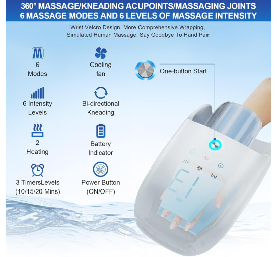 Масажер для рук Ehightop FE-0161 з функцією прогріву (my-21055)