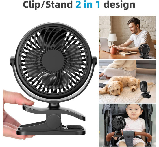 Мини-вентилятор Benpen JD-199, аккумулятор 2200 мАч, черный (my-21207)