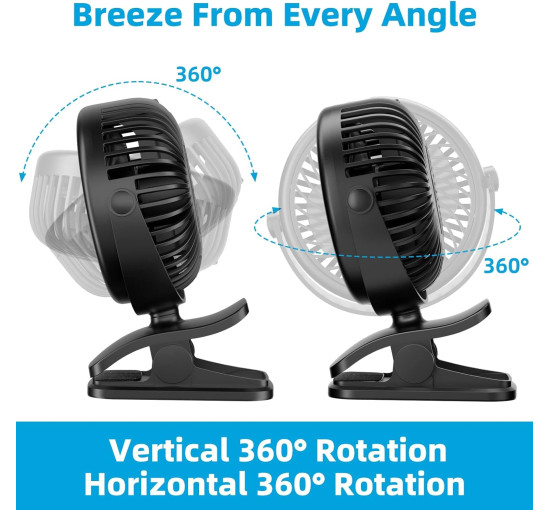 Мини-вентилятор Benpen JD-199, аккумулятор 2200 мАч, черный (my-21207)