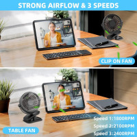 Міні-вентилятор Benpen JD-199, акумулятор 2200 мАг, чорний (my-21207)