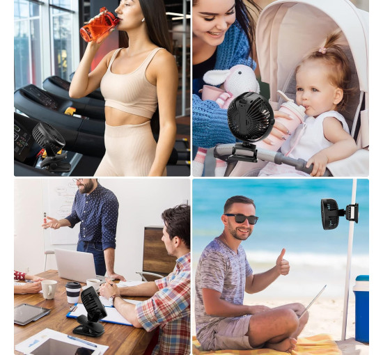 Мини-вентилятор Benpen JD-199, аккумулятор 2200 мАч, черный (my-21207)