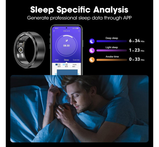 Модні спортивні розумні каблучки Mingwear US9, чорний (my-21135)