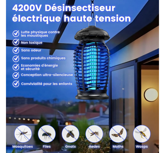 Мощная электрическая лампа от комаров Kfonla JY-05, 15 Вт, 4200 В, черный (my-21186)