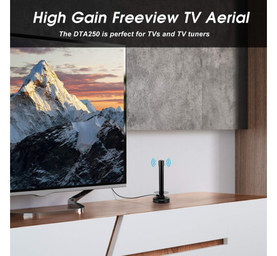 Потужна кімнатна телевізійна антена August DTA250, чорна (my-21047)