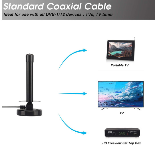 Потужна кімнатна телевізійна антена August DTA250, чорна (my-21047)