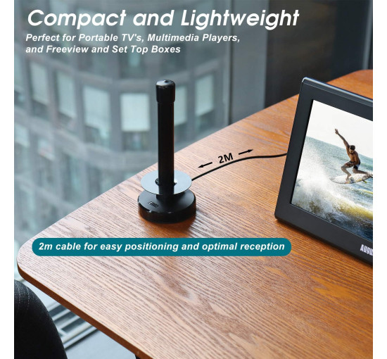 Потужна кімнатна телевізійна антена August DTA250, чорна (my-21047)