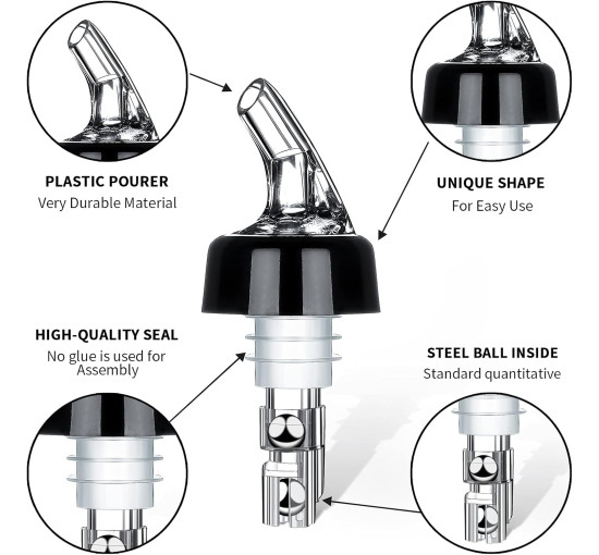 Набір барменський диспенсер для алкоголю із 6 шт. SuproBarware PR16 (my-21150)