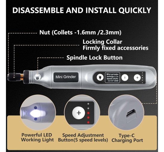 Набір бездротових інструментів, що обертаються, AOZOY HJ202, сірий (my-21111)