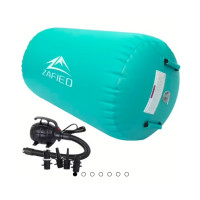 Надувной гимнастический ролл LUBAKED Air Rolle для йоги и фитнеса с насосом, зеленый (my-21025)