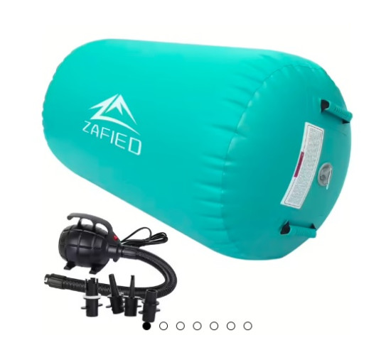 Надувной гимнастический ролл LUBAKED Air Rolle для йоги и фитнеса с насосом, зеленый (my-21025)