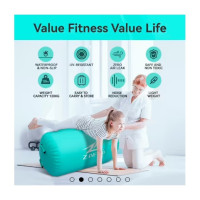 Надувной гимнастический ролл LUBAKED Air Rolle для йоги и фитнеса с насосом, зеленый (my-21025)