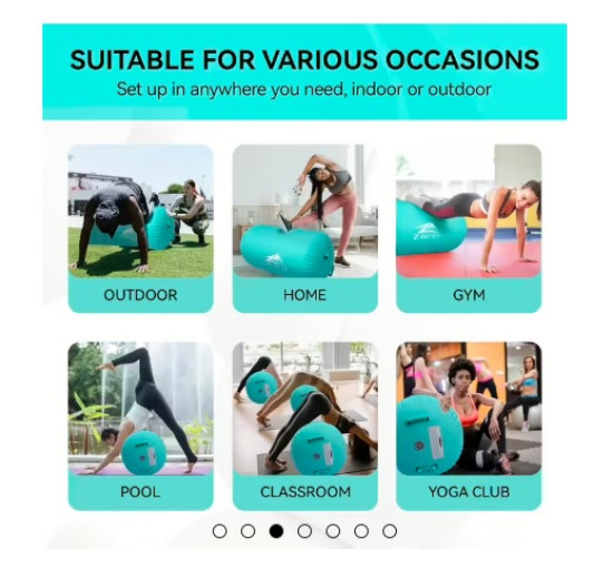 Надувной гимнастический ролл LUBAKED Air Rolle для йоги и фитнеса с насосом, зеленый (my-21025)