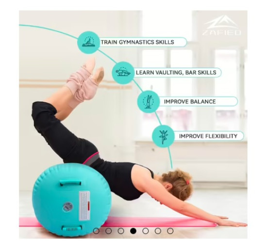 Надувной гимнастический ролл LUBAKED Air Rolle для йоги и фитнеса с насосом, зеленый (my-21025)