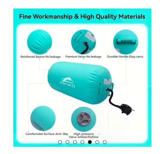 Надувной гимнастический ролл LUBAKED Air Rolle для йоги и фитнеса с насосом, зеленый (my-21025)